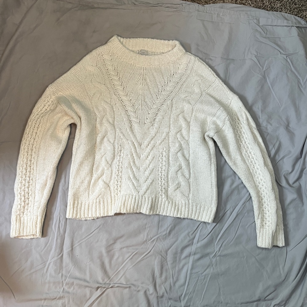 Cozy White Cable Knit Sweater